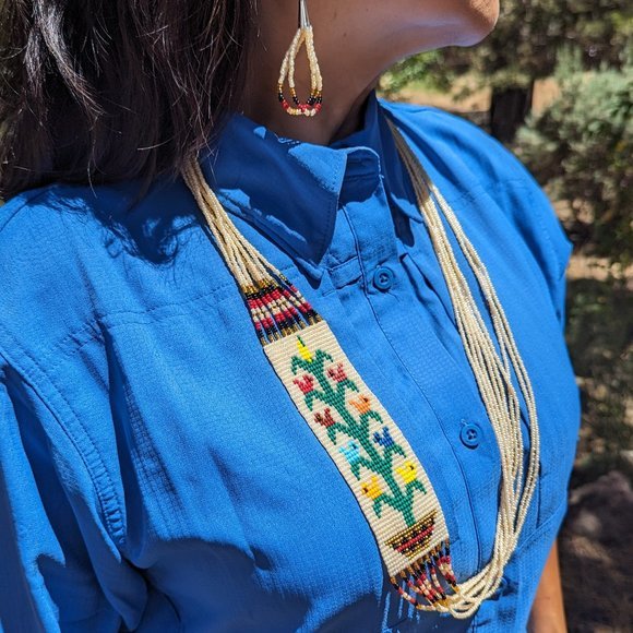 Navajo Handmade Beaded Necklace Earrings‎ Set Rug Tree of Life Design *** - Picture 1 of 11
